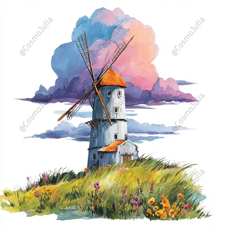 Charming Countryside Watercolor Clipart
