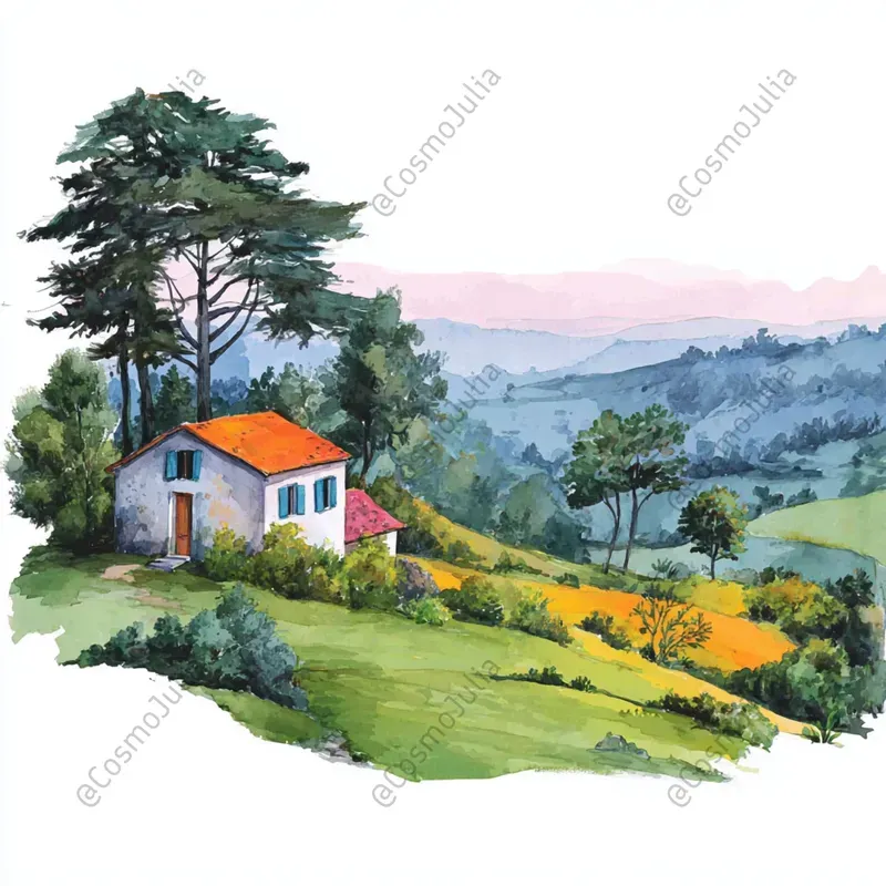 Charming Countryside Watercolor Clipart
