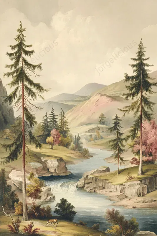 Vintage Pastel Landscape Illustrations