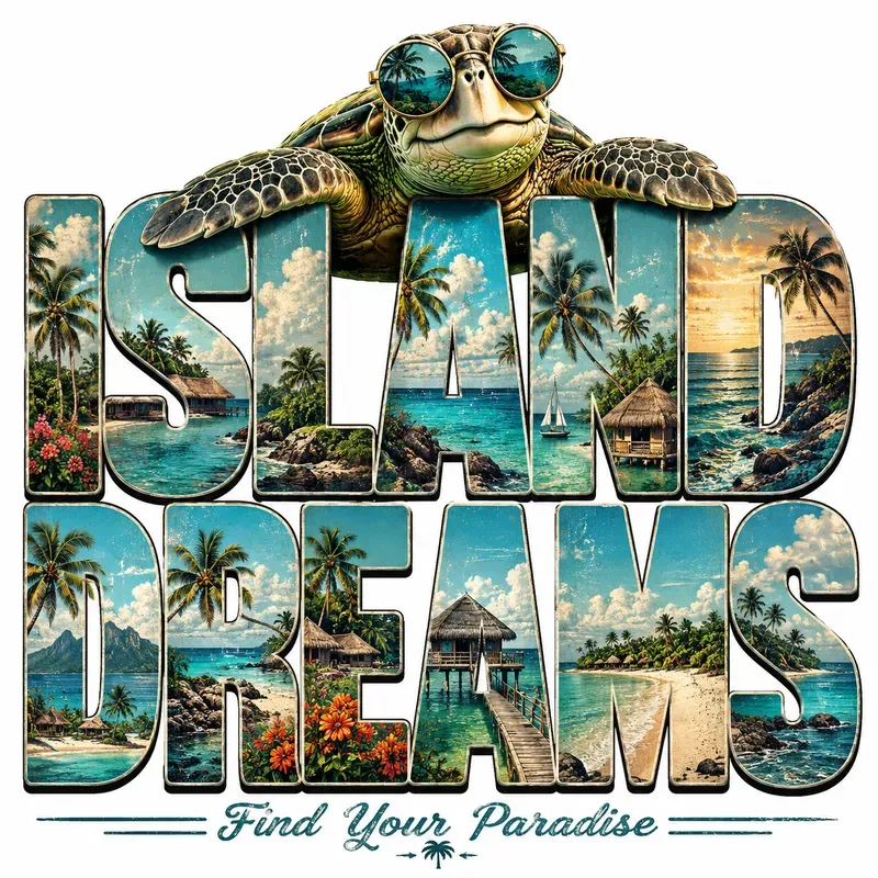 Retro Paradise Word Art Designs
