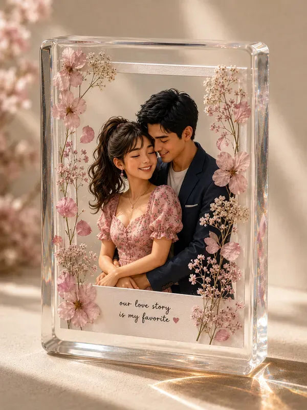 3D Transparent Acrylic Couple Photos