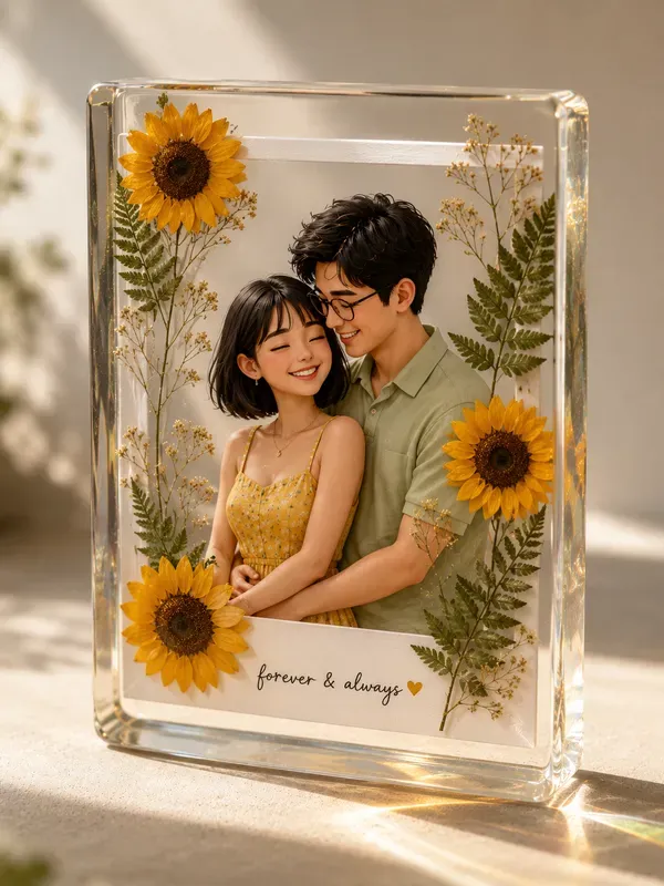 3D Transparent Acrylic Couple Photos