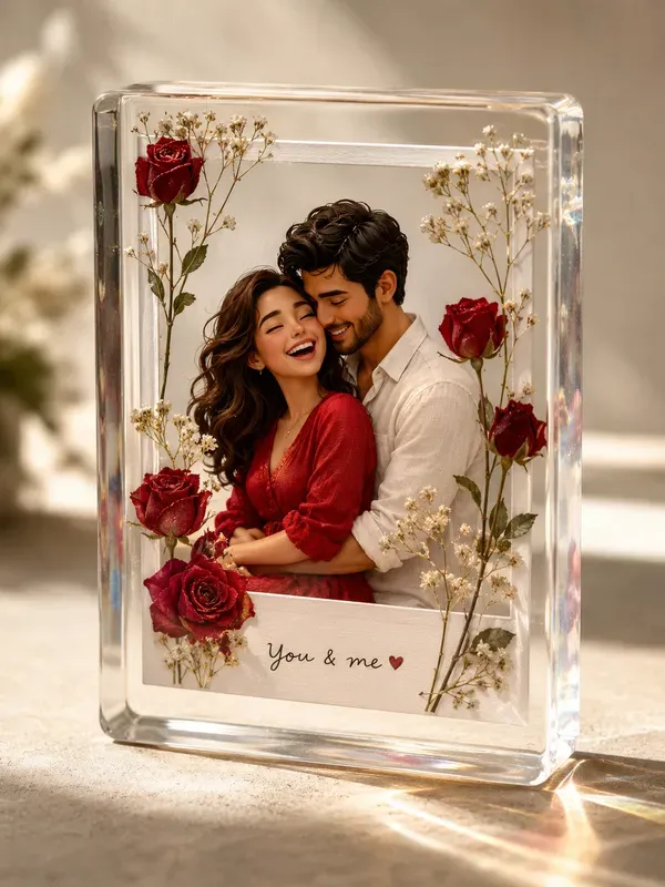 3D Transparent Acrylic Couple Photos