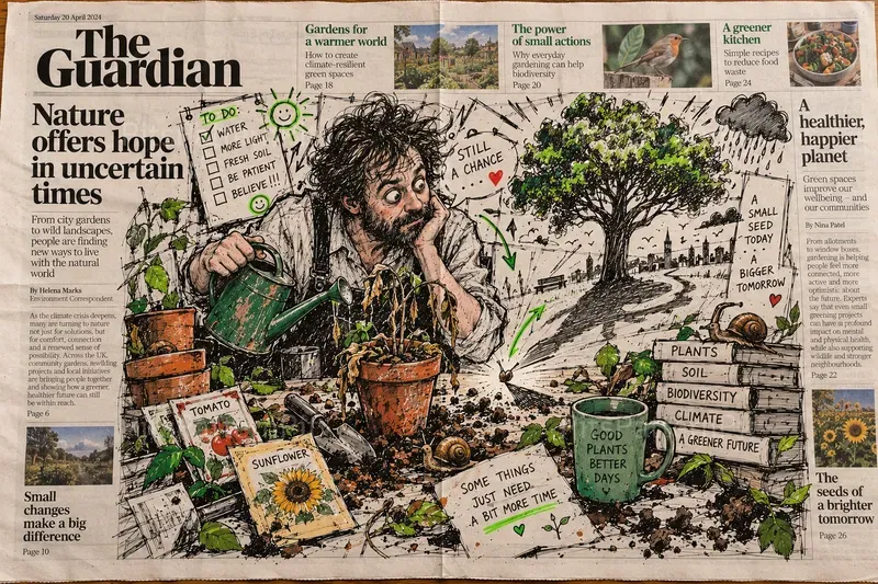 Mixed Media Newspaper Art Ink Doodles