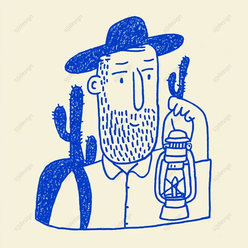 Viral Blue Pen Art Characters