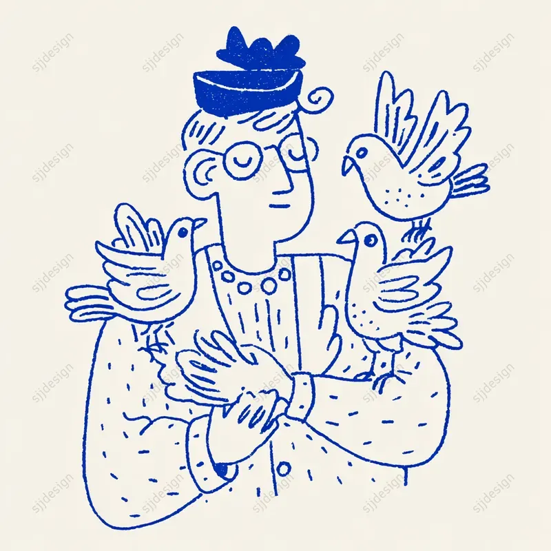 Viral Blue Pen Art Characters