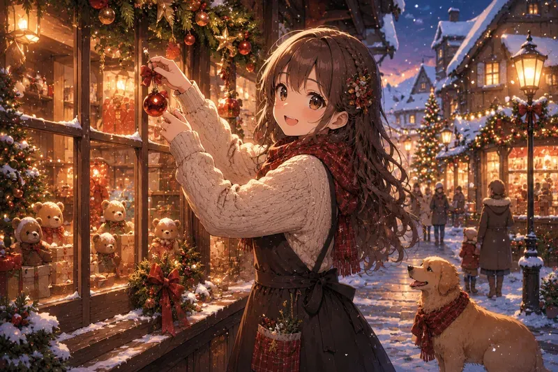 Cozy Christmas Village Anime Characters