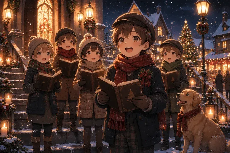 Cozy Christmas Village Anime Characters