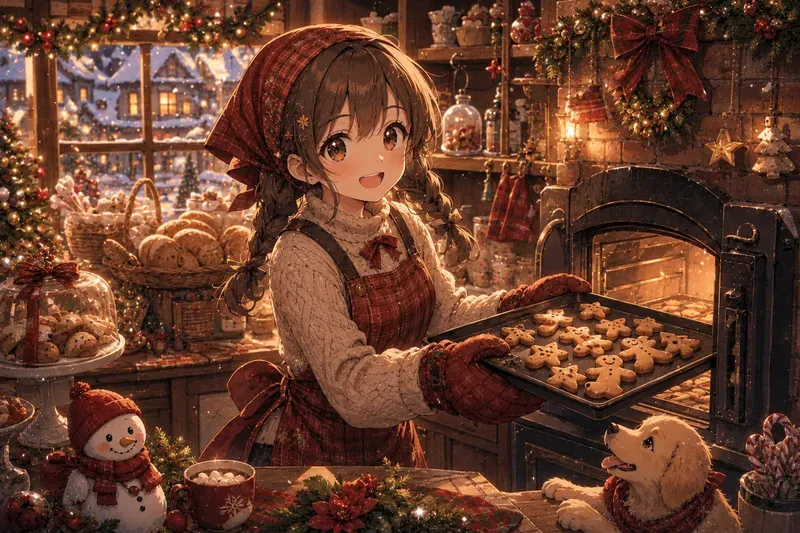 Cozy Christmas Village Anime Characters