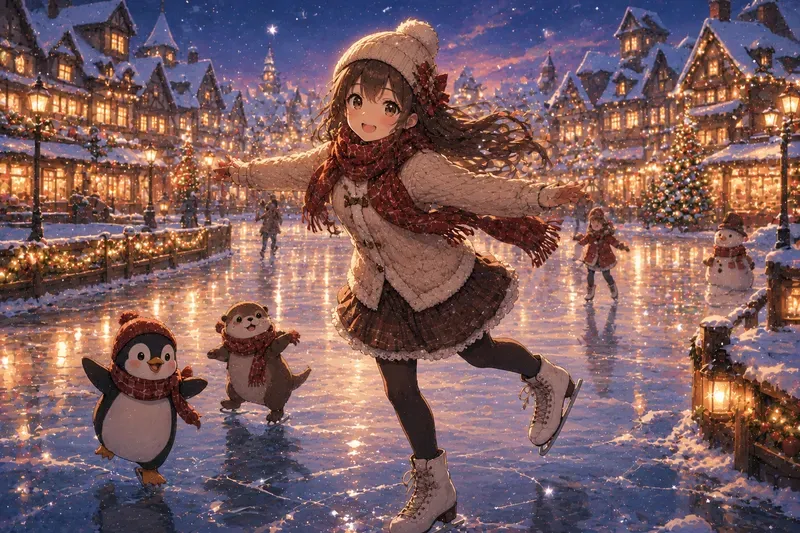 Cozy Christmas Village Anime Characters