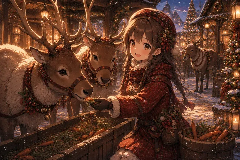 Cozy Christmas Village Anime Characters