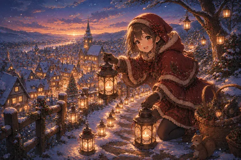 Cozy Christmas Village Anime Characters