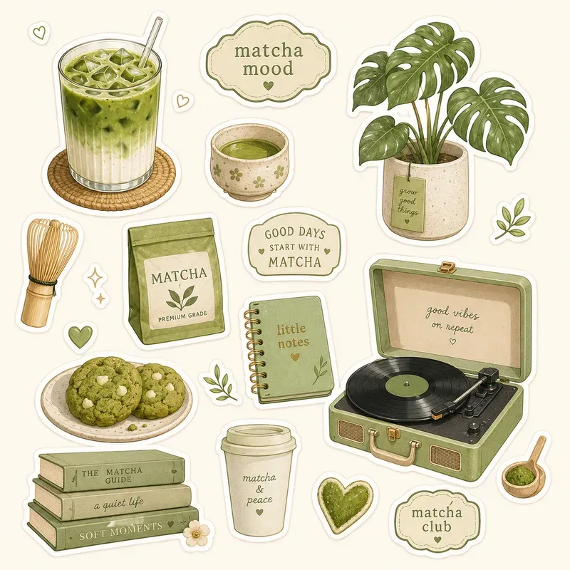 Cute Aesthetic Flat Lay Sticker Cliparts