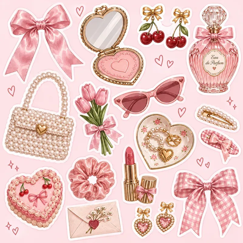 Cute Aesthetic Flat Lay Sticker Cliparts