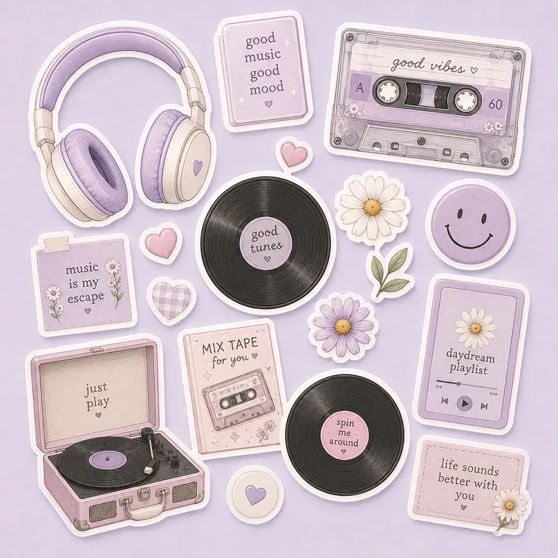 Cute Aesthetic Flat Lay Sticker Cliparts