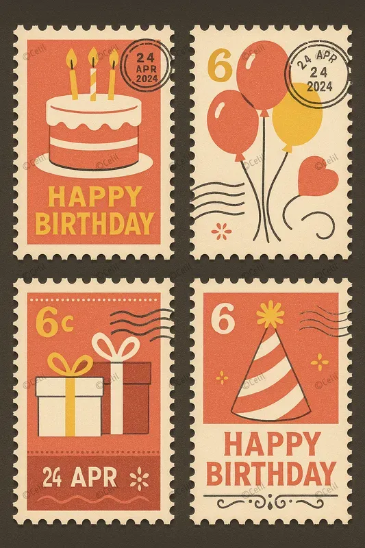 Retro Postal Art Graphics Bundles