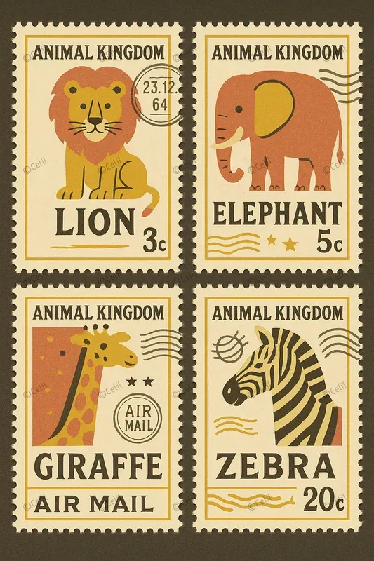 Retro Postal Art Graphics Bundles