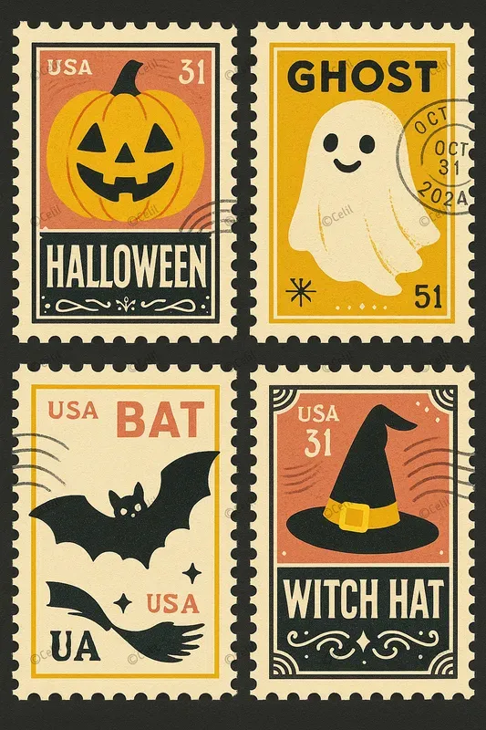Retro Postal Art Graphics Bundles