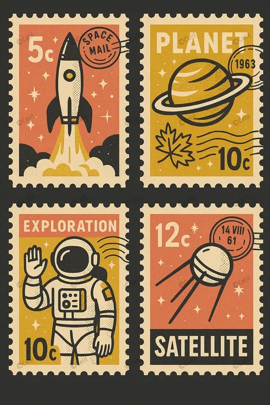 Retro Postal Art Graphics Bundles