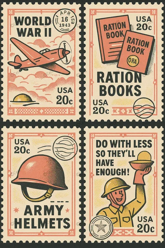 Retro Postal Art Graphics Bundles