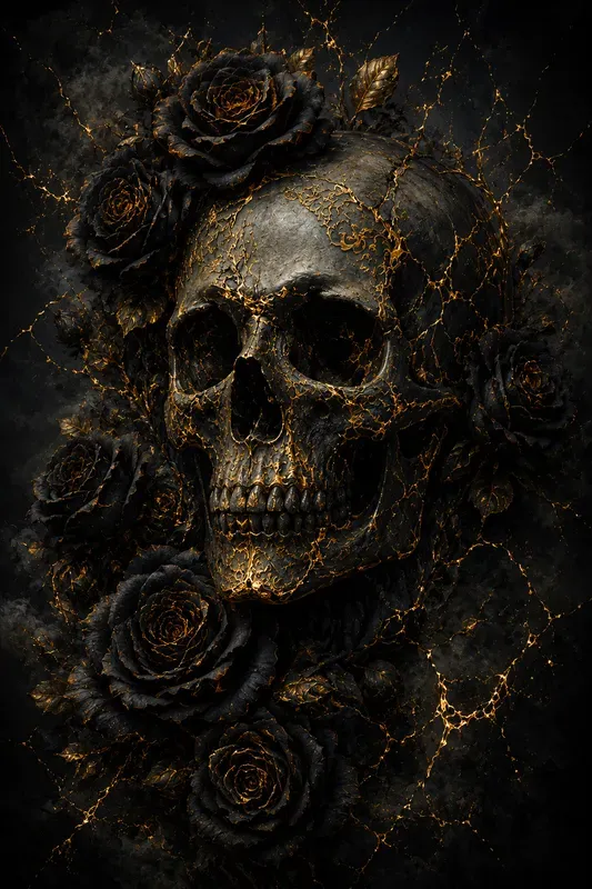 Dark Fantasy Navy Liquid Gold Art
