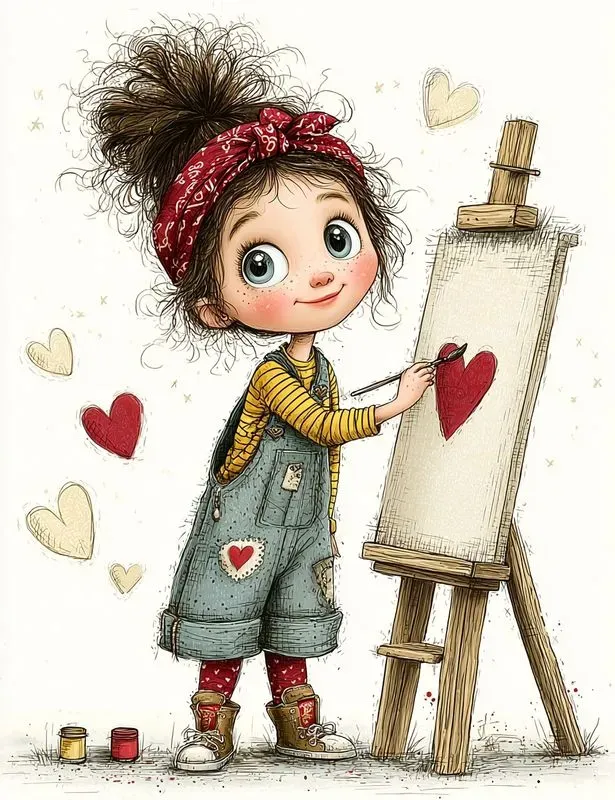 Whimsical Valentine Girl Storybook Clips