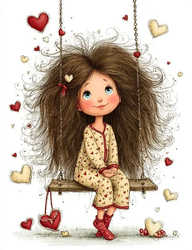 Whimsical Valentine Girl Storybook Clips