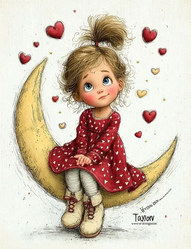 Whimsical Valentine Girl Storybook Clips