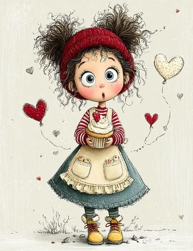 Whimsical Valentine Girl Storybook Clips
