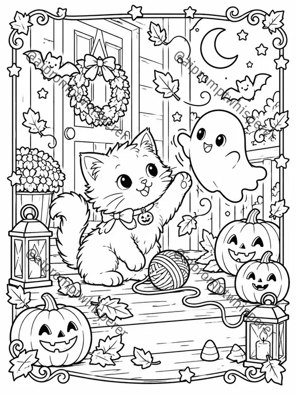 Cozy Halloween Critters Coloring Pages