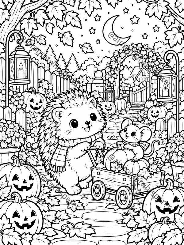 Cozy Halloween Critters Coloring Pages