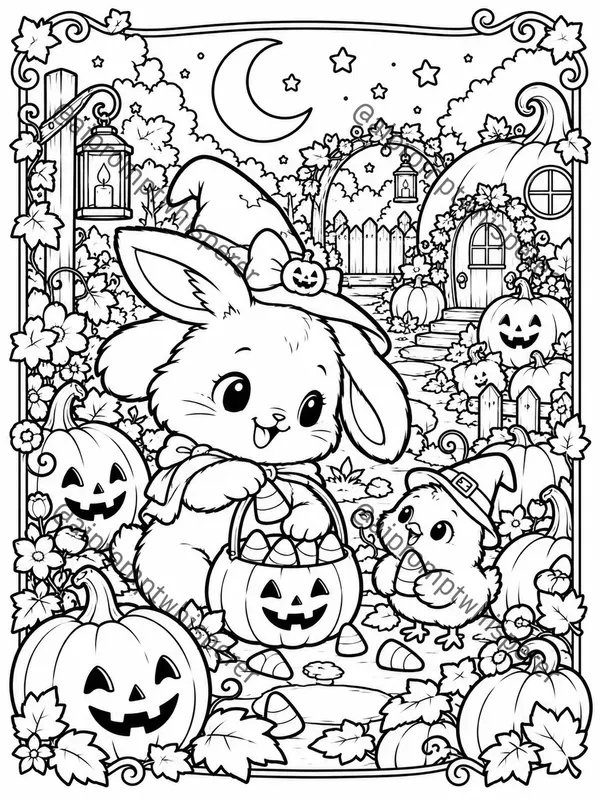 Cozy Halloween Critters Coloring Pages