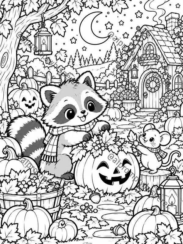 Cozy Halloween Critters Coloring Pages