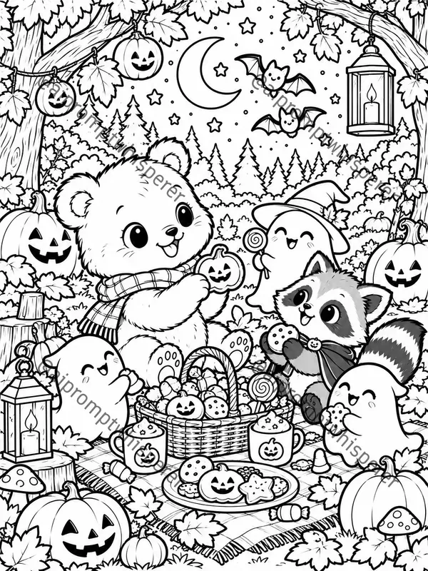 Cozy Halloween Critters Coloring Pages