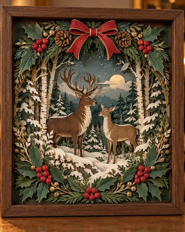 Christmas Layered Paper Shadow Boxes