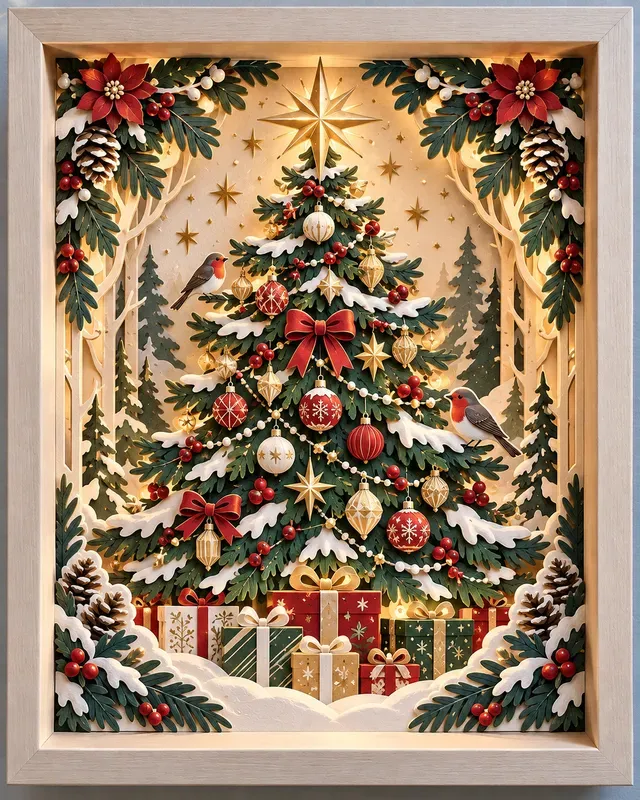 Christmas Layered Paper Shadow Boxes
