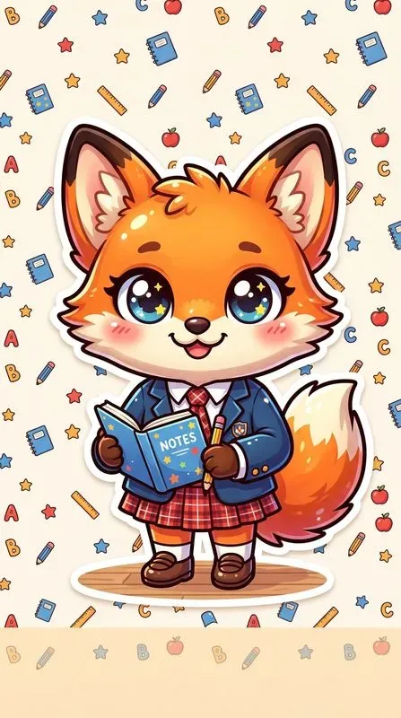 Cute Back To School Chibi Animals Art