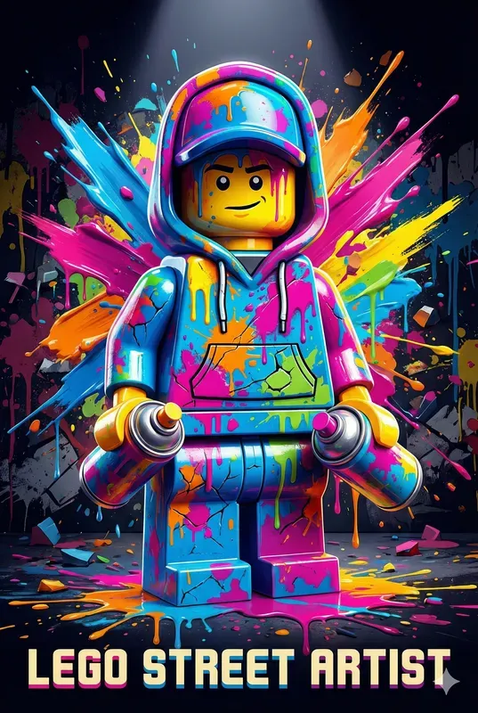 Colorful Lego Pop Art Poster Style