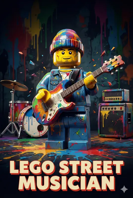 Colorful Lego Pop Art Poster Style