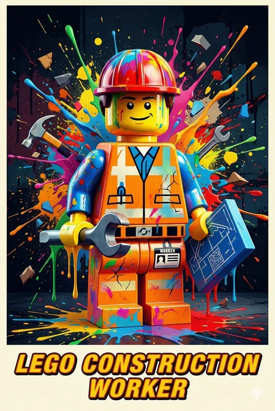 Colorful Lego Pop Art Poster Style