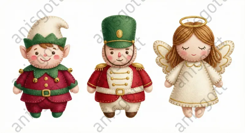 Kawaii Felt Plush Christmas Clipart Sets