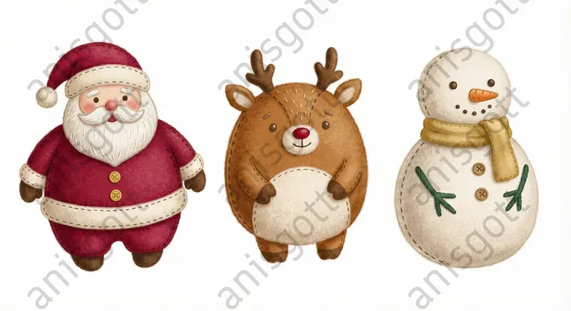 Kawaii Felt Plush Christmas Clipart Sets