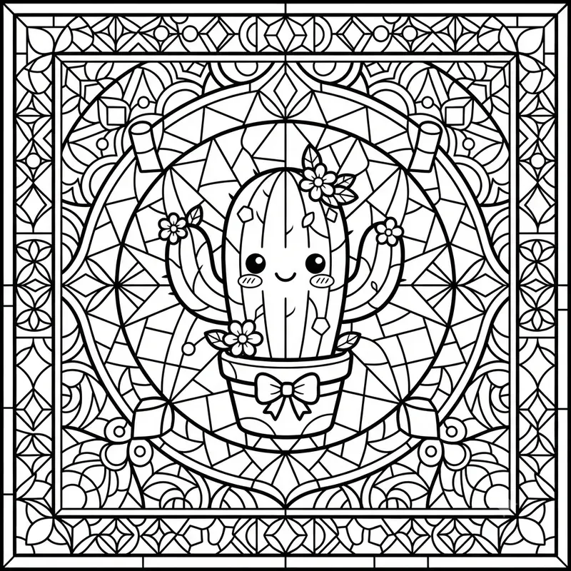 Kawaii Stained Glass Coloring Pages