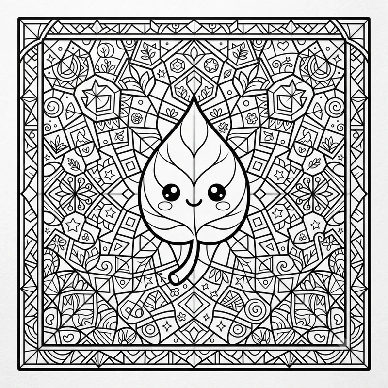 Kawaii Stained Glass Coloring Pages