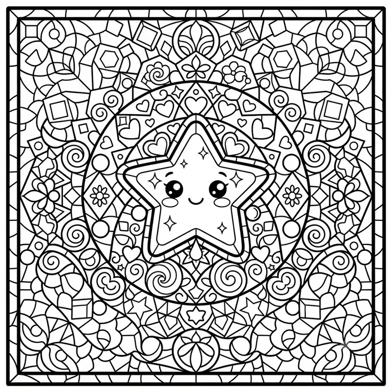 Kawaii Stained Glass Coloring Pages