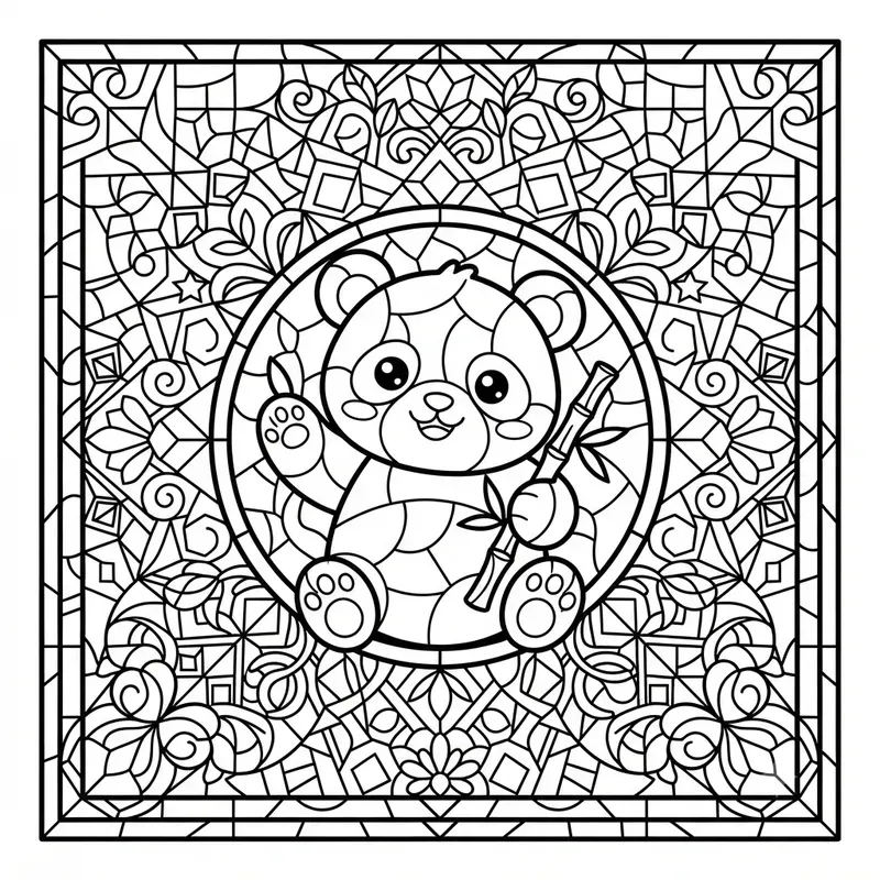 Kawaii Stained Glass Coloring Pages