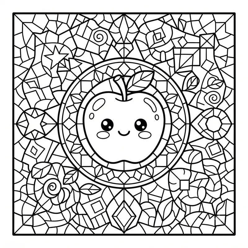 Kawaii Stained Glass Coloring Pages