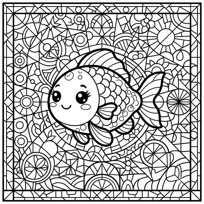 Kawaii Stained Glass Coloring Pages