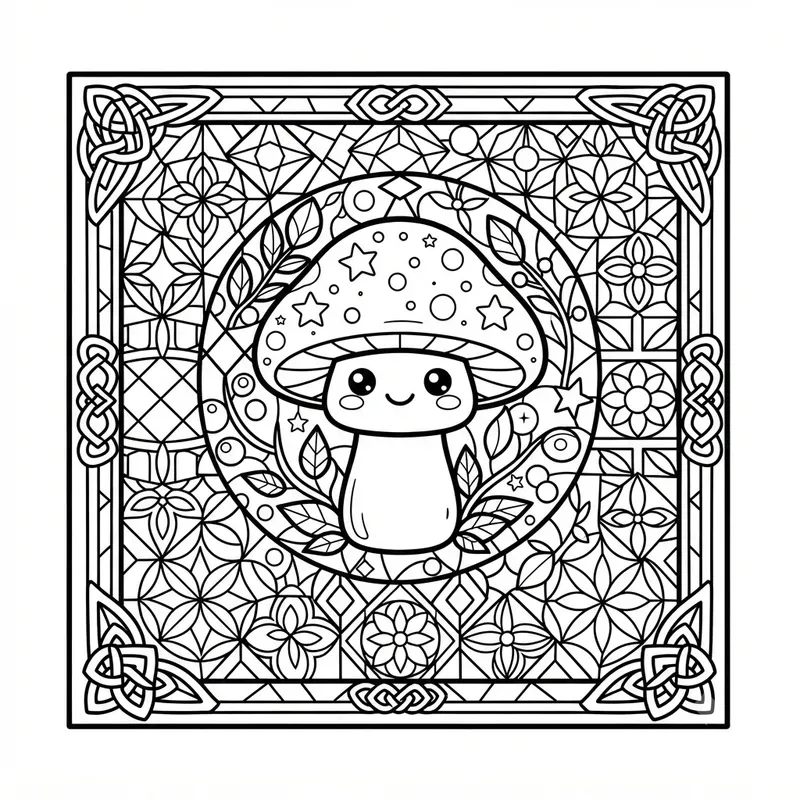 Kawaii Stained Glass Coloring Pages