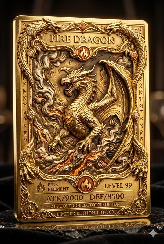 3D Relief Gold Metal Trading Card Art